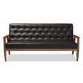 Baxton Studio Sorrento Brown Faux Leather Upholstered Wooden 3-seater Sofa 122-6771
